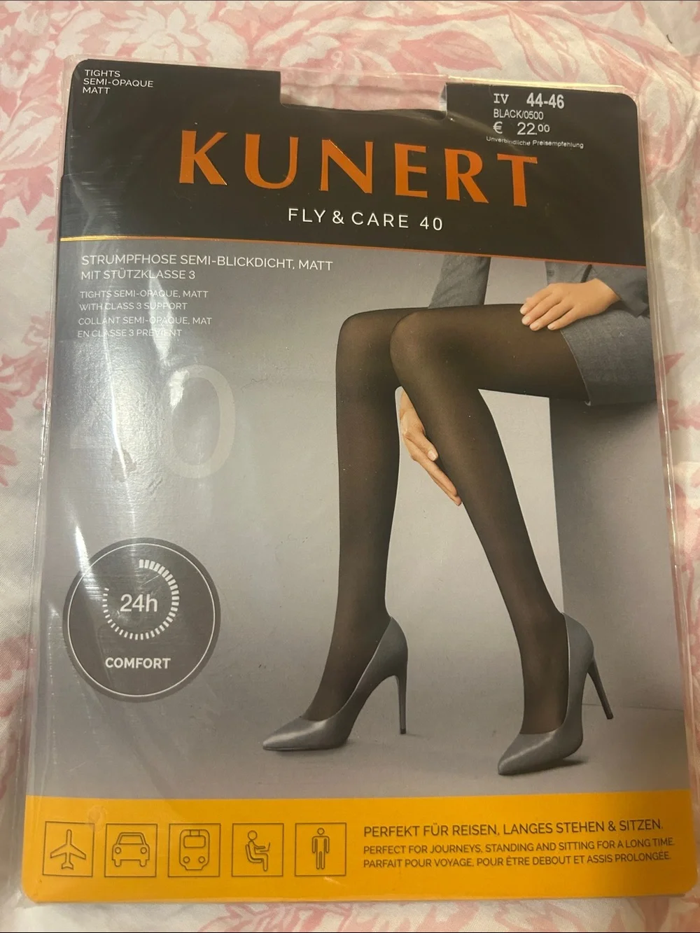 Kunert Fly & Care 40 Semi-Opaque Tights in Black Sz 4 ( 44-46)